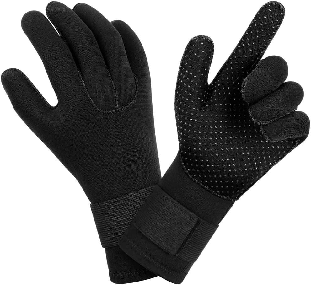 AUAUY Wetsuit Gloves, 3mm Neoprene Swimming Gloves, Thermal Anti-slip Diving Glo...