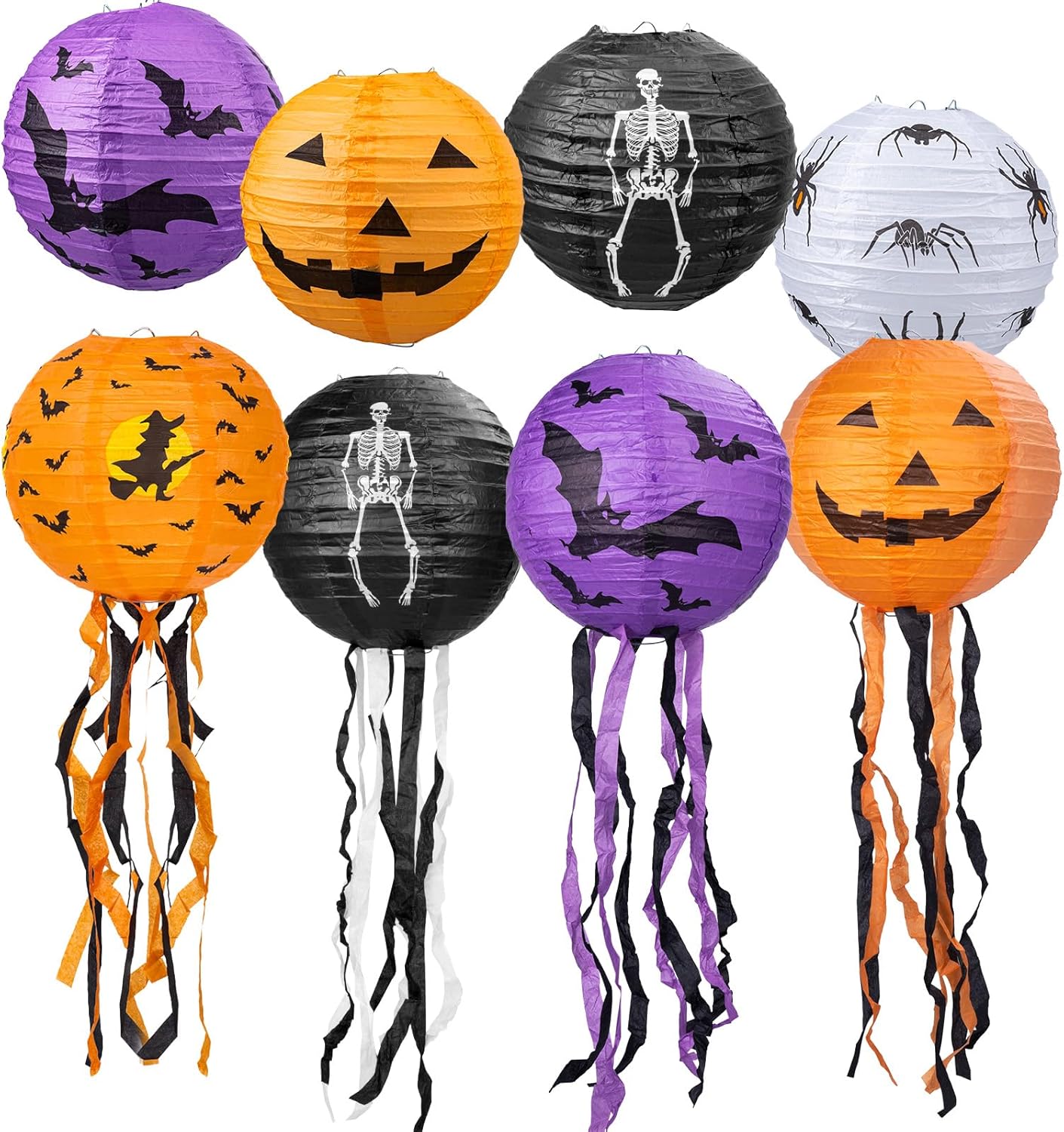 Ambandier Halloween Decorations Paper Lantern: 8 Pcs Halloween Pumpkin Hanging P...
