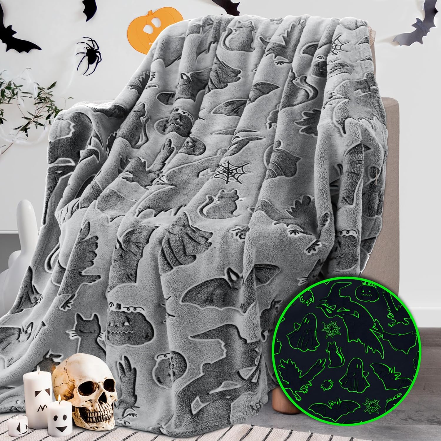 REXEO Throw Blanket, Special Soft Fleece Blanket for Kids, Unique Black Cat Hall...