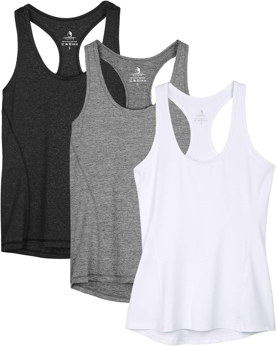 icyzone Women's Racerback Workout Athletic Running Tank Tops (Pack of 3) Medium...