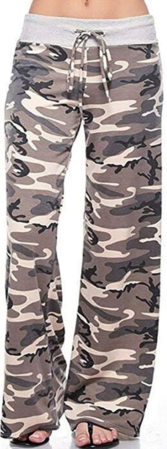 iniber Women's Floral Wide Leg Pajama Pants Casual Yoga Palazzo Drawstring Loose...