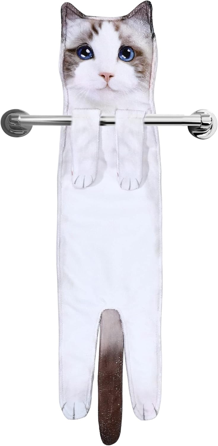 Cat Funny Hand Towels, Unique Decorative Towels for Bathroom Kitchen, Special Ca...