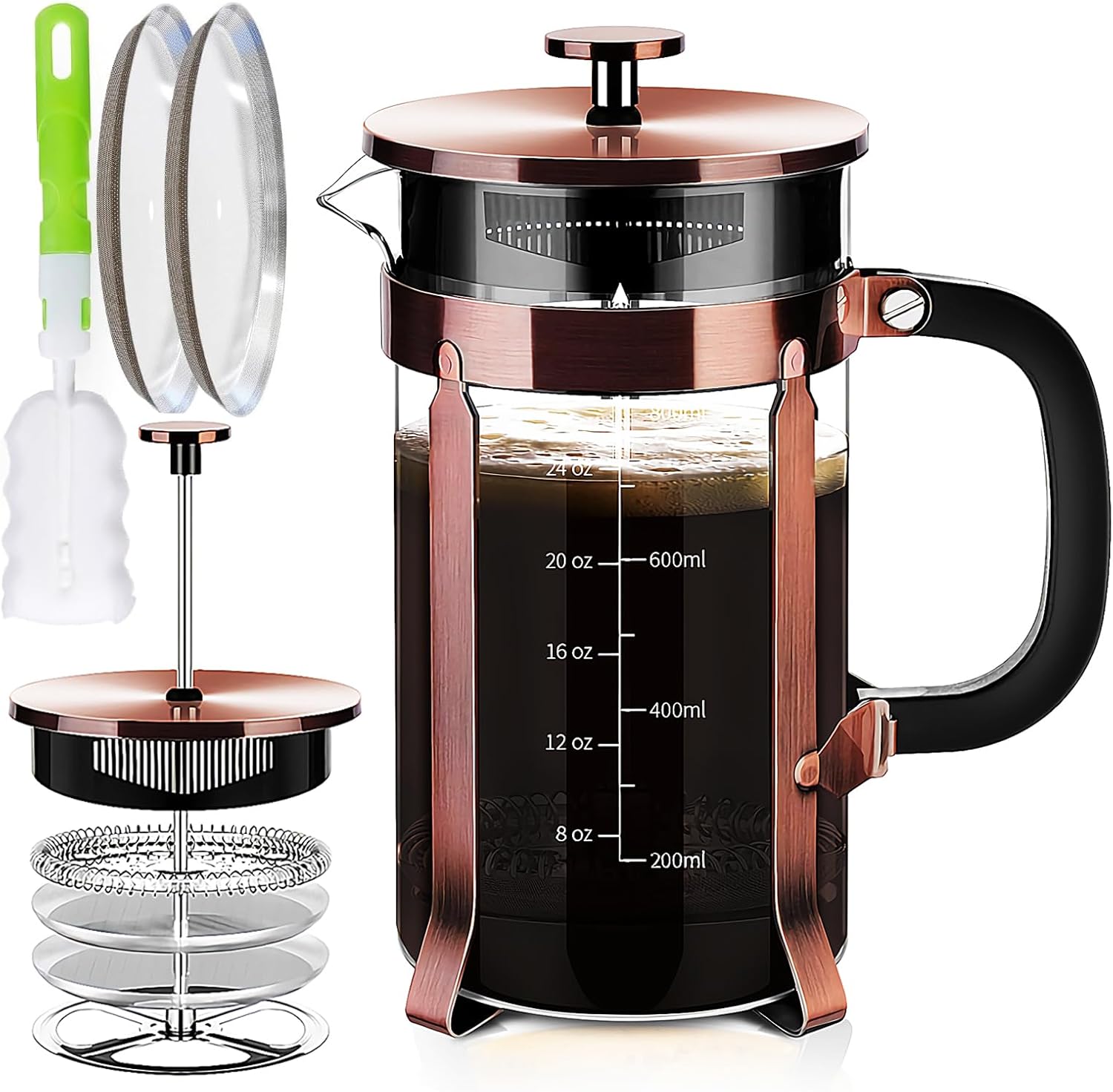 French Press Coffee Maker 304 Stainless Steel Coffee Press,with 4 Filters System...
