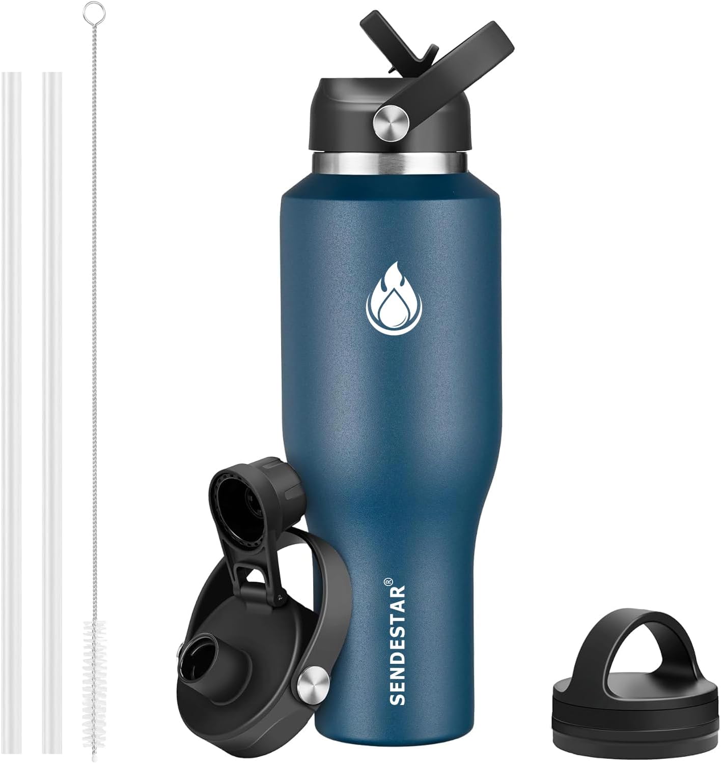 SENDESTAR 40oz Stainless Steel Water Bottle(Cold for 48 Hrs, Hot for 24 Hrs),Dou...