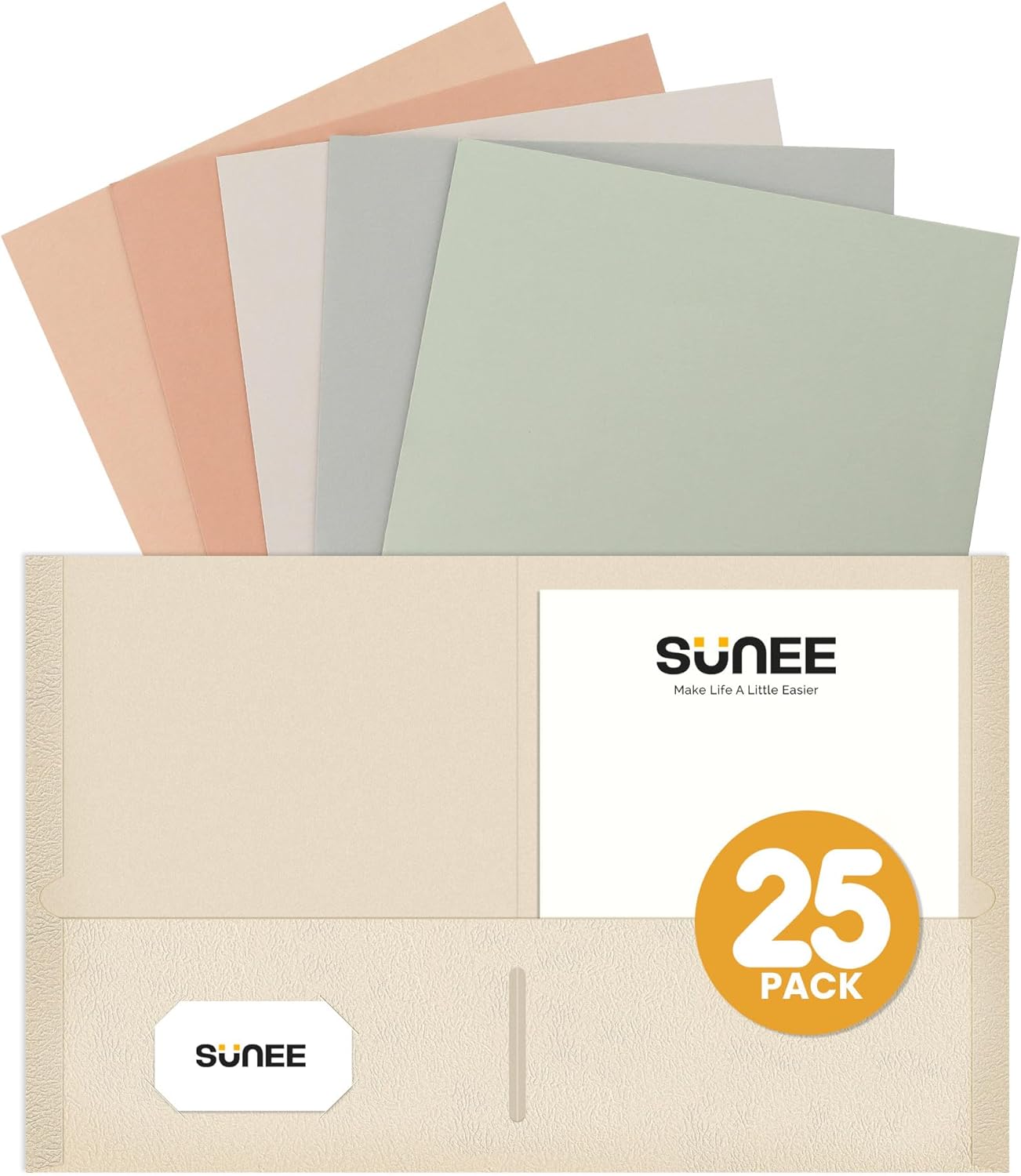 SUNEE Folders with Pockets (25 Pack, Vintage Color...