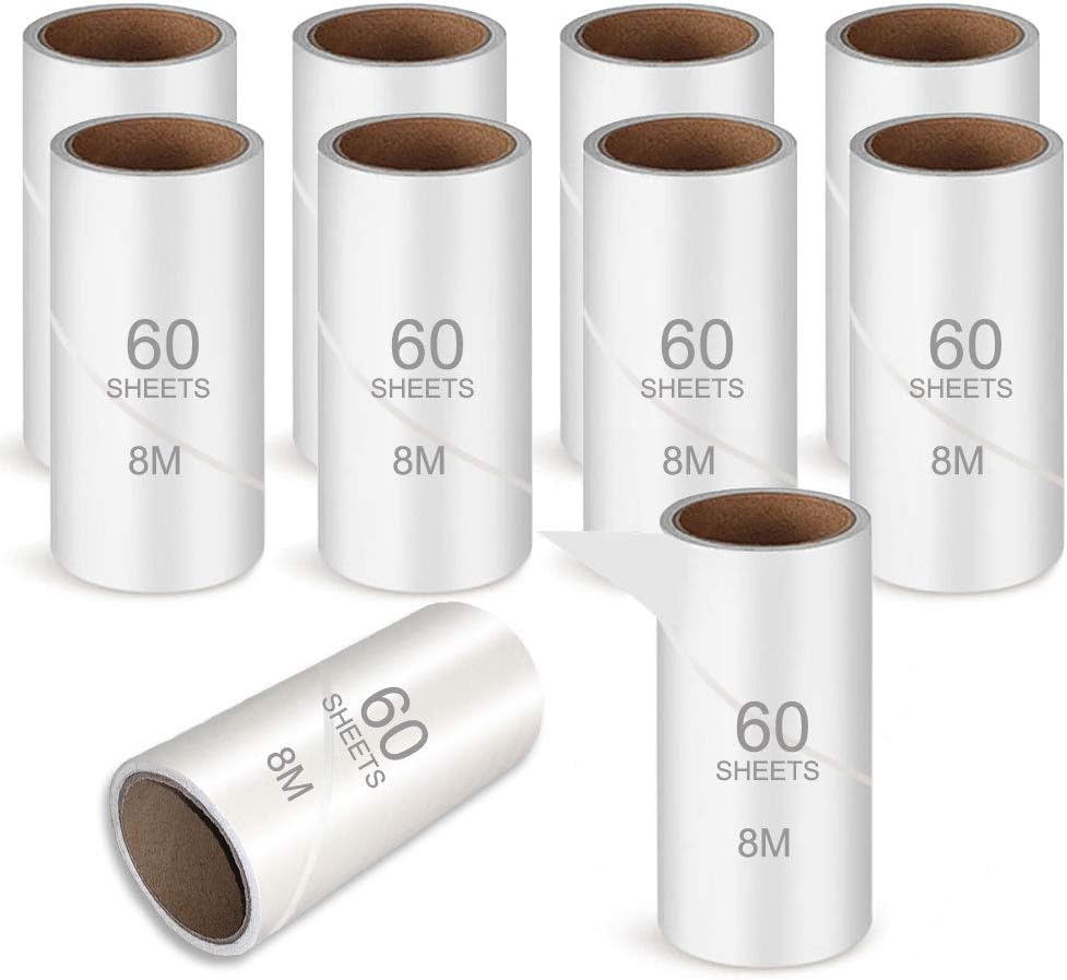 10 PCS Lint Roller Refill, 600 Sheets clothes roller sticky, Pet Hair Remover fo...