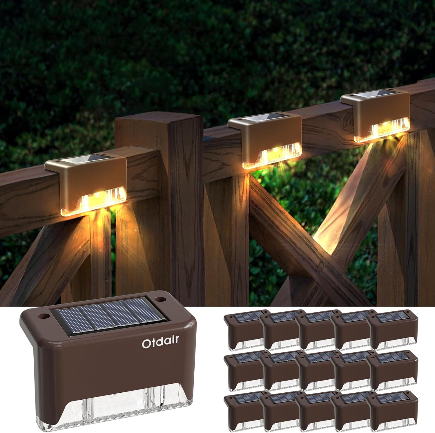 Otdair Solar Deck Lights, 16 Solar Step Lights Wat...