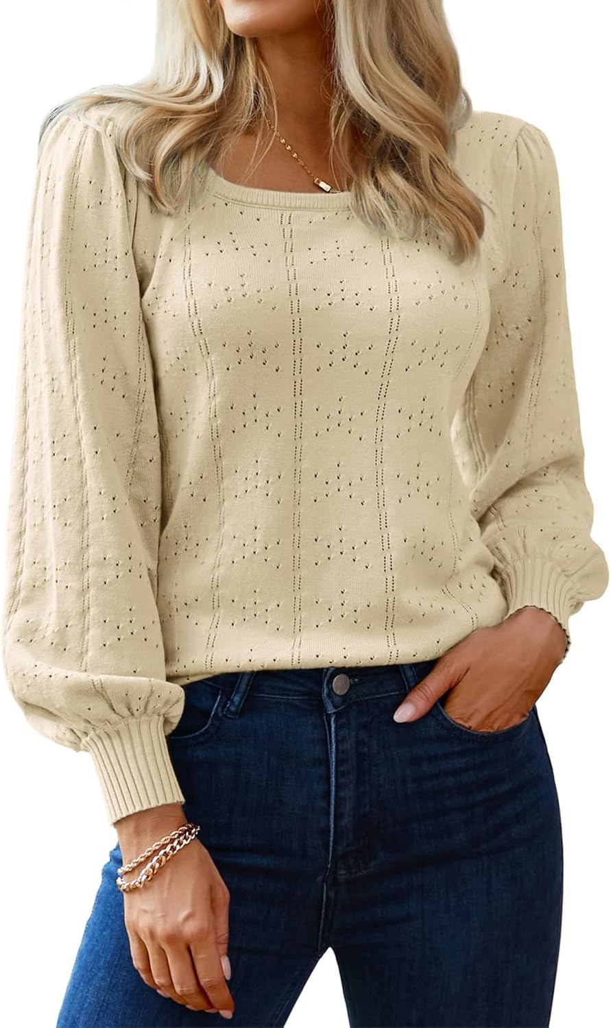 HOTOUCH Women's Sweaters, Special Fall 2024 Trendy Puff Sleeve Tops, Fashionable...