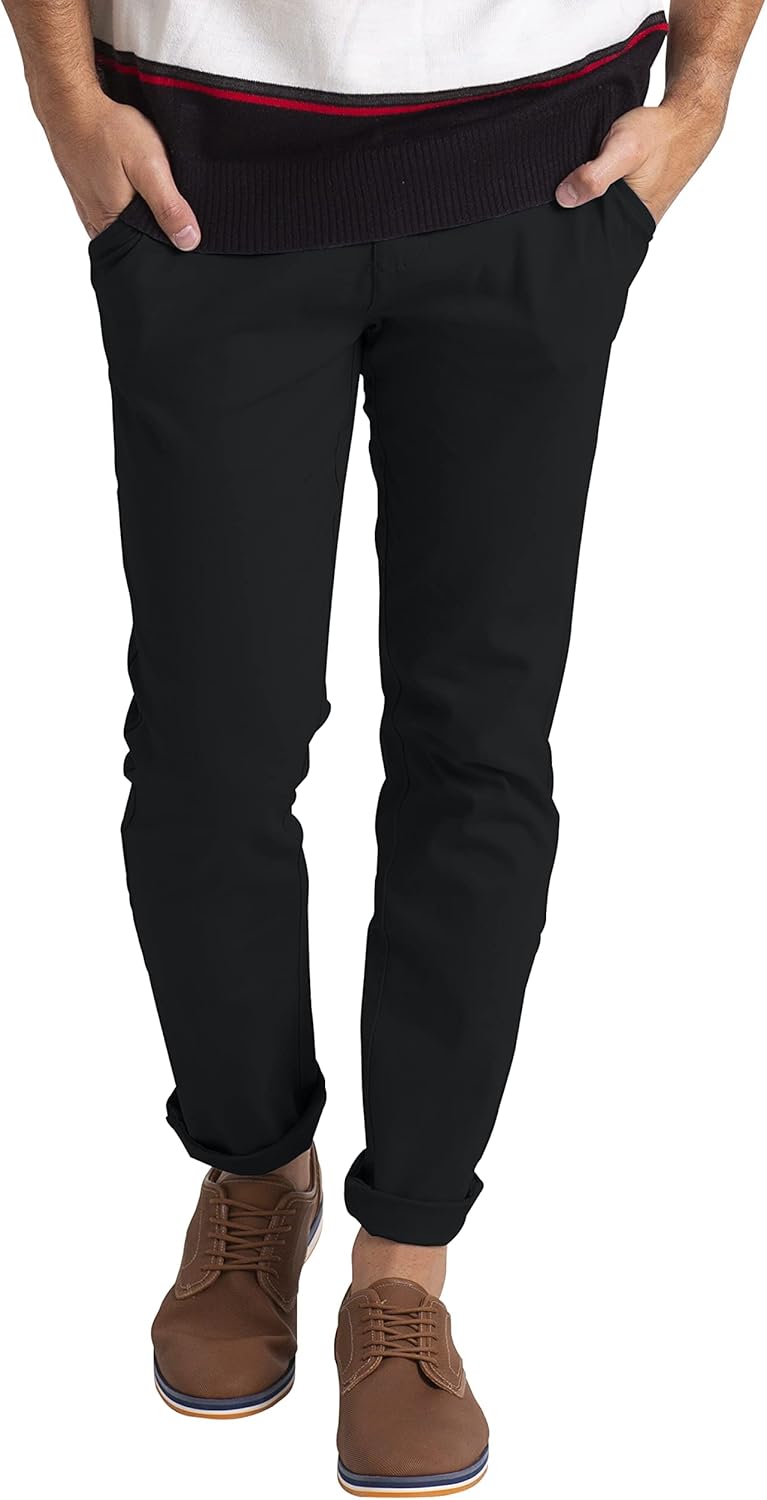 westAce Mens Chino Trousers Athletic-fit Flat-Front Casual Stretch Cotton Classi...
