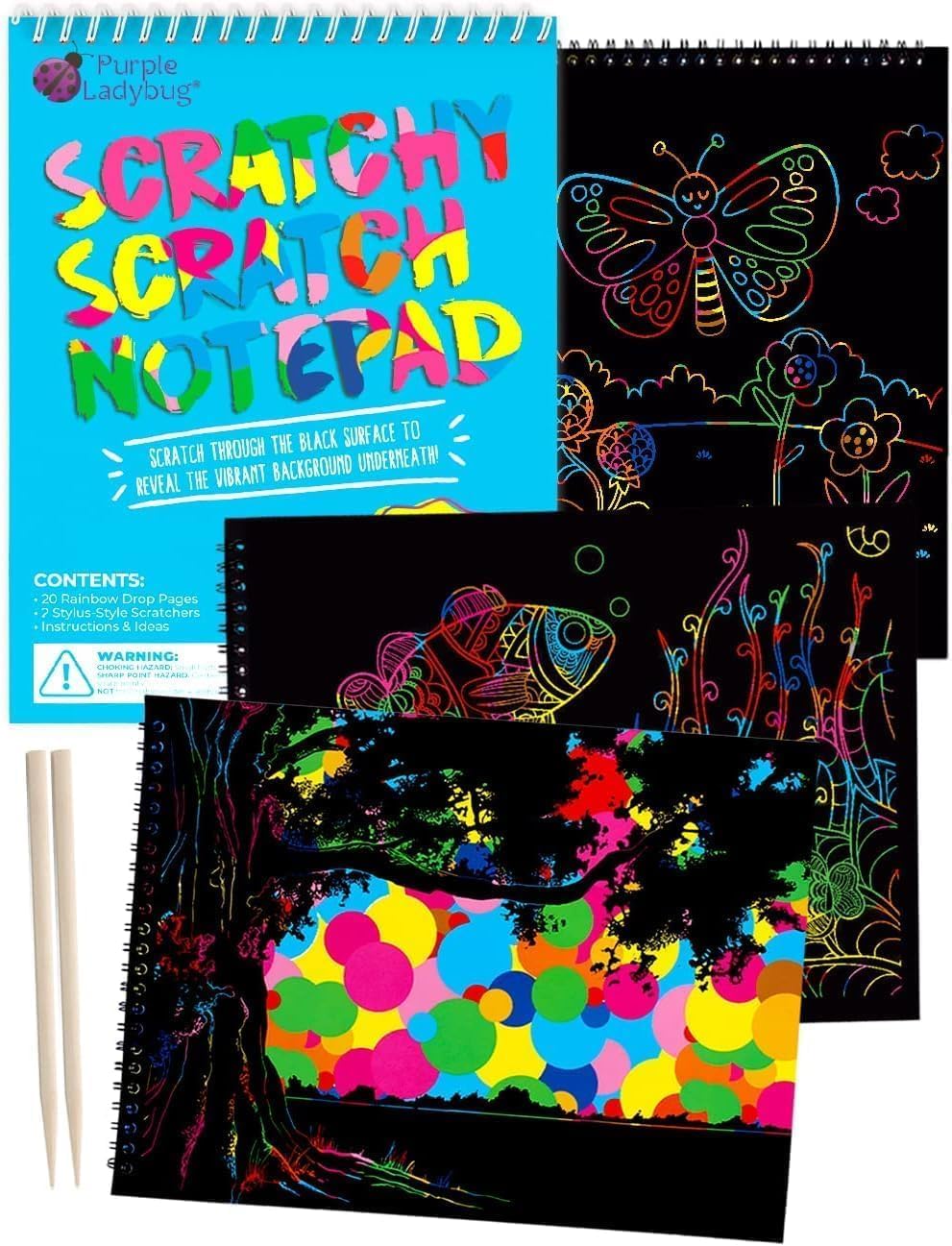 PURPLE LADYBUG Rainbow Scratch Art for Kids - Creative Craft Kits for Kids Ages...