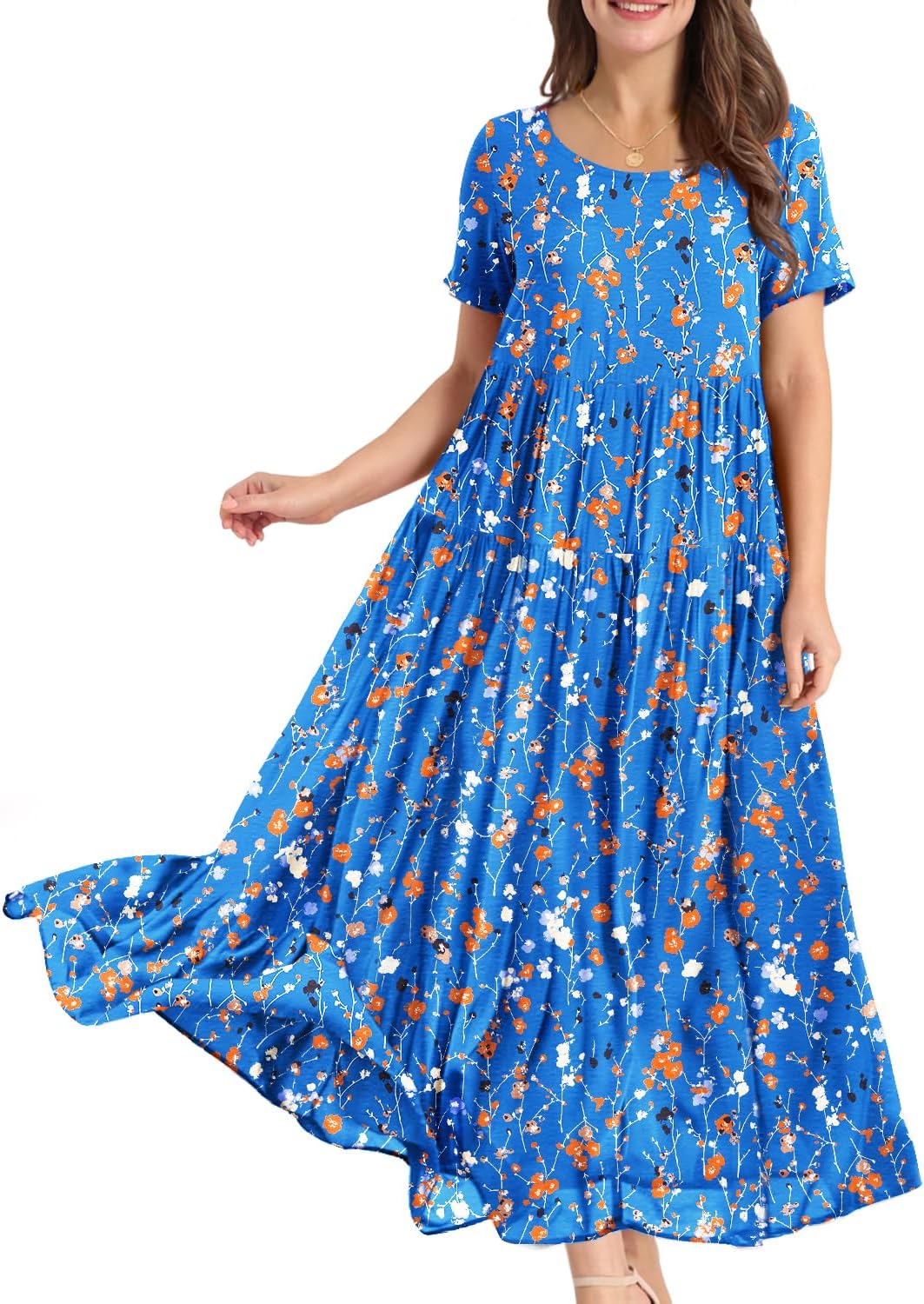 YESNO Women Dress, Special Casual Loose Bohemian Floral Dress with Pockets, High...