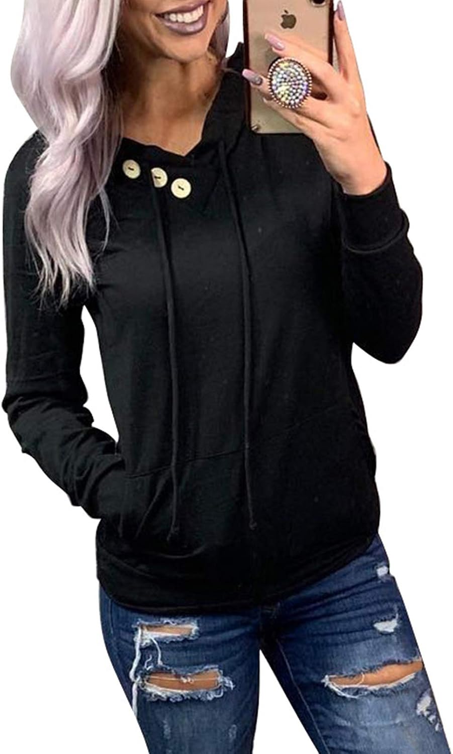 Dokotoo Women's Casual Fashion, Innovative Long Sleeve Hoodies, Special Sweatshi...