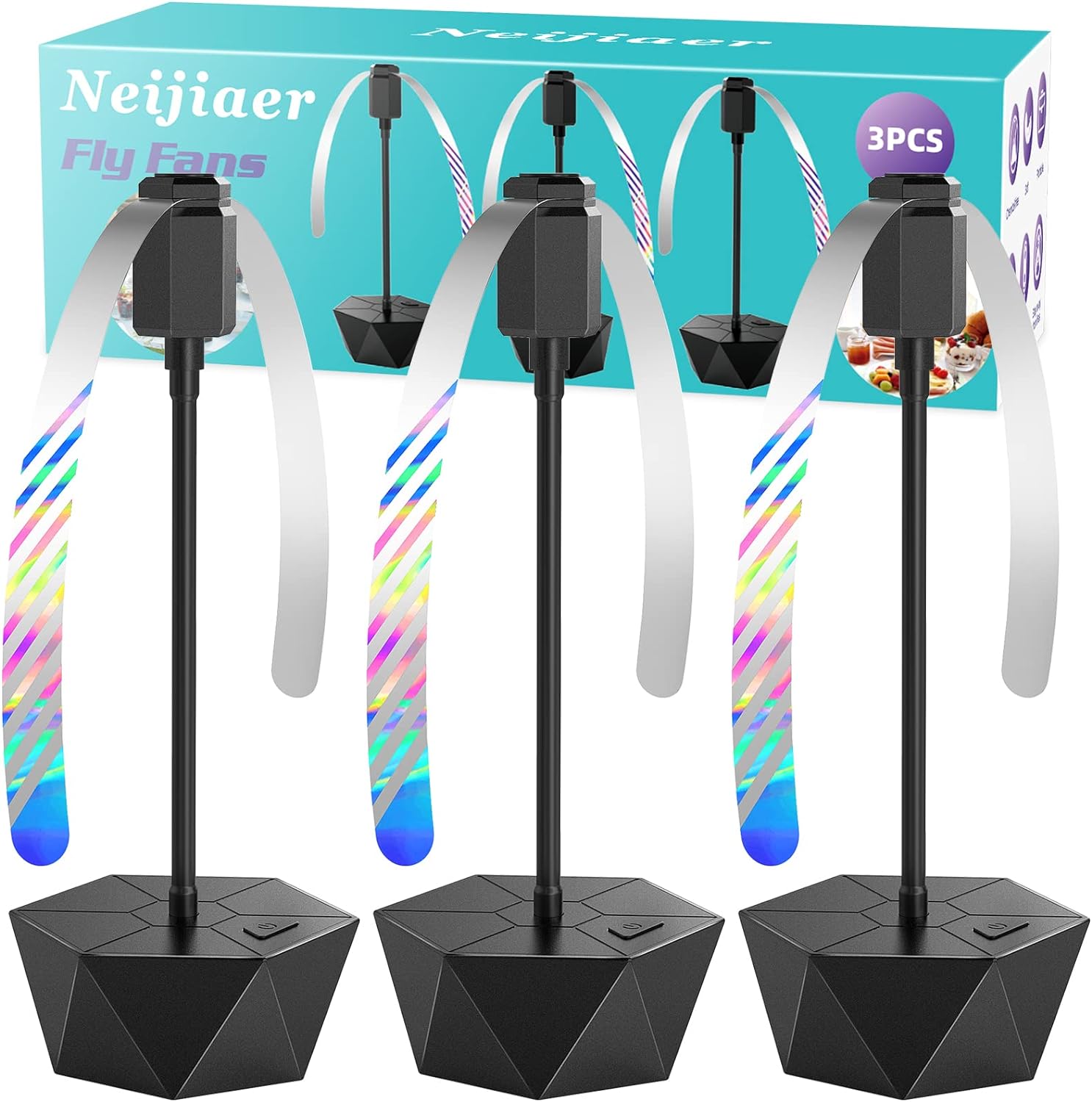 Neijiaer Fly Fans for Tables, Effective Fly Repellent Fan with Soft Blades Keeps...