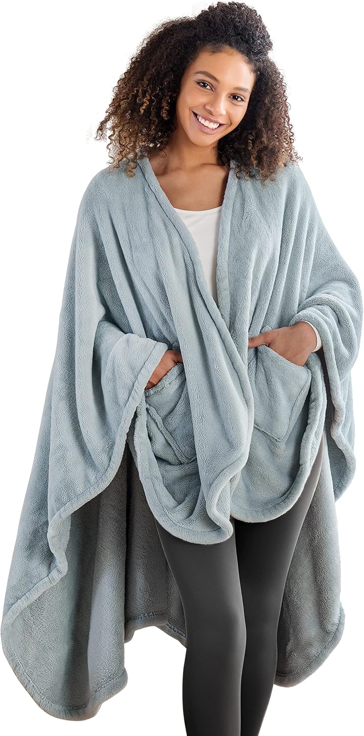 Berkshire Blanket Primalush™ Blanket, Cozy Loungewear, Special Pocketed Plush Wr...