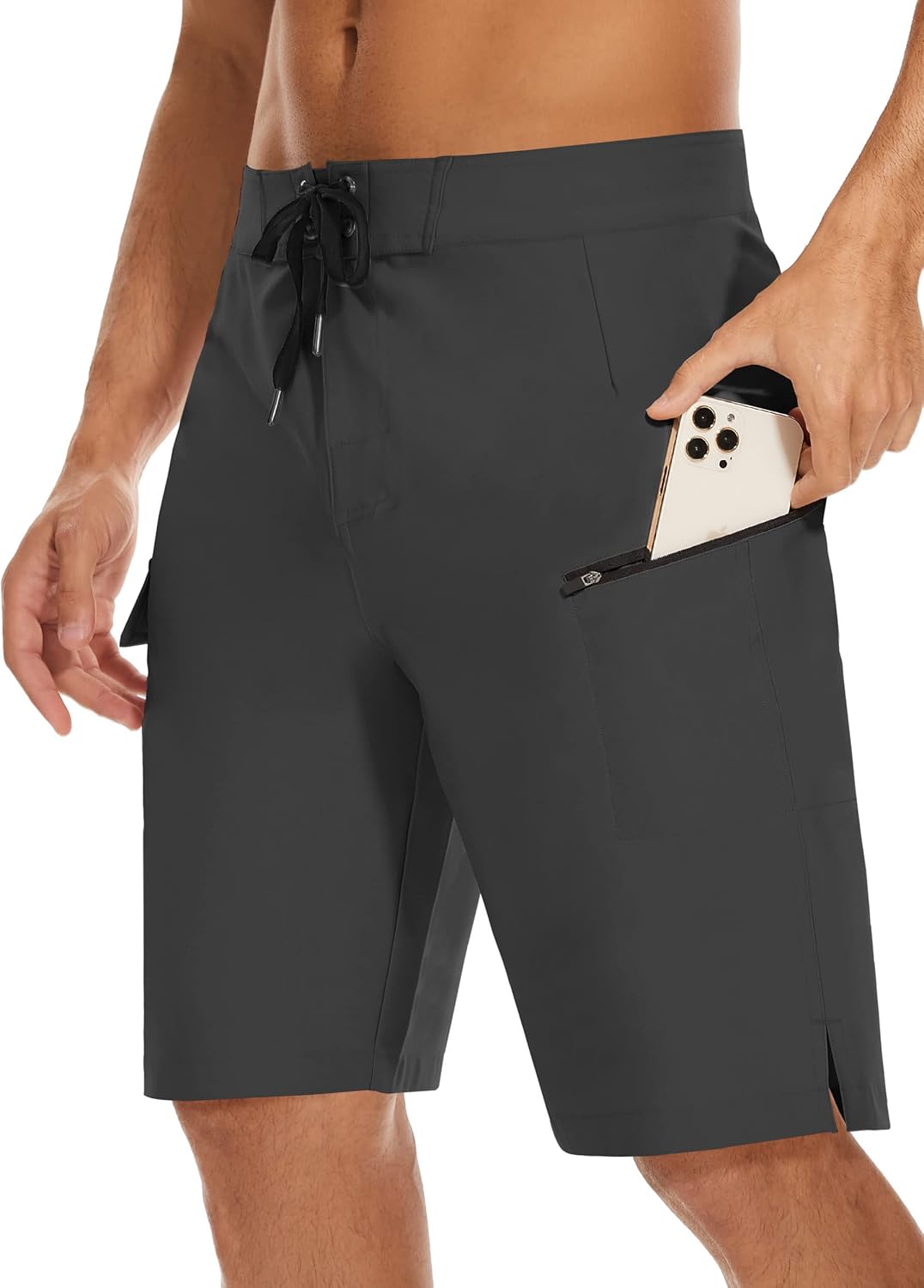 Men's 22" Board Shorts, Special Board Shorts No Lining with Zipper Pockets, High...