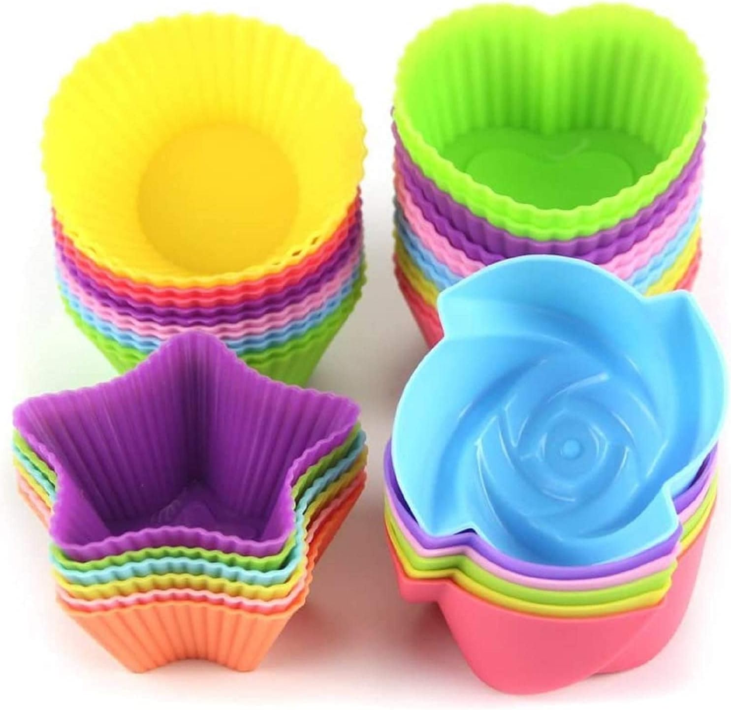 LetGoShop Silicone Cupcake Cases Reusable Baking Cups Nonstick Easy Clean Pastry...