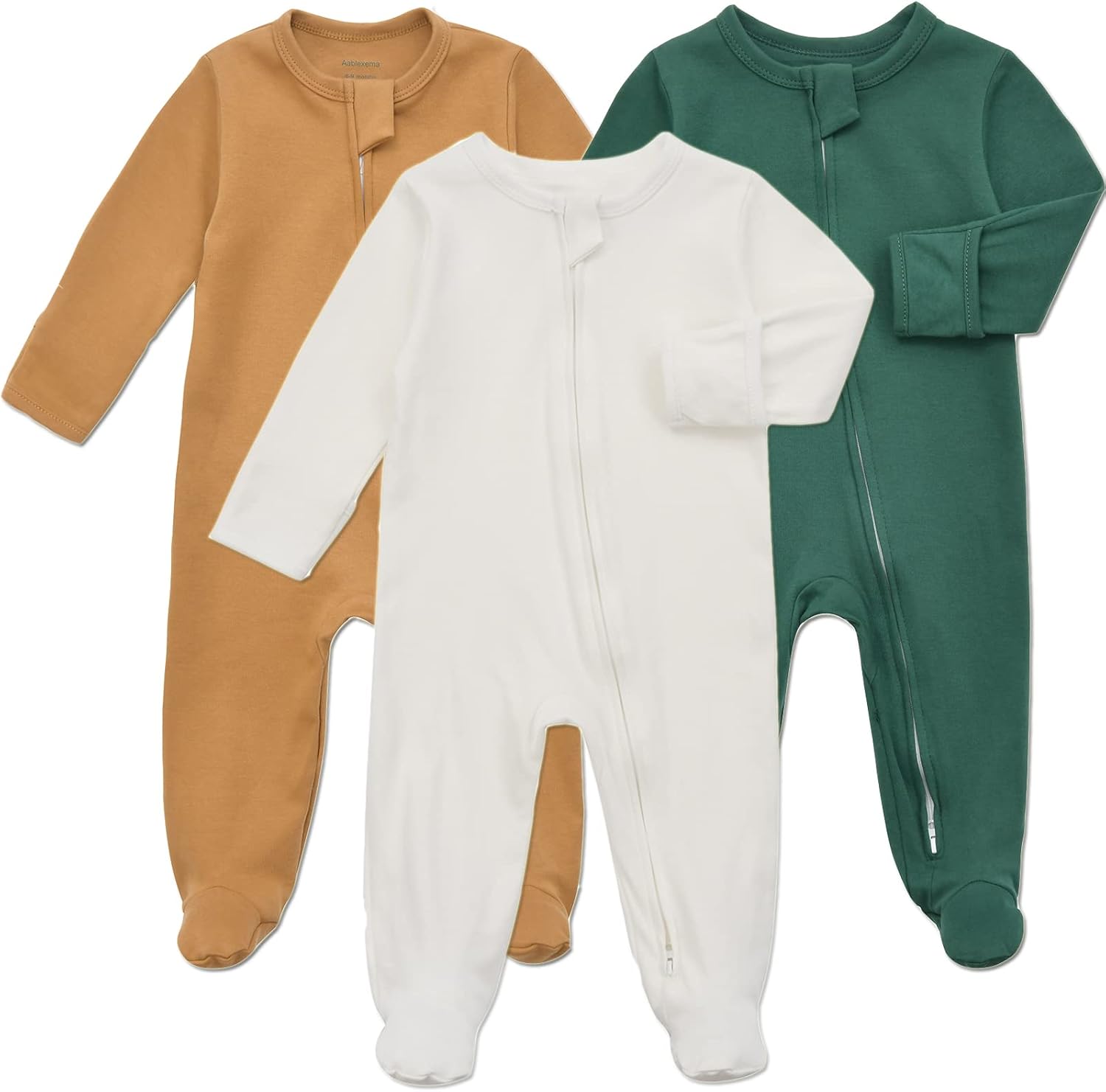 Aablexema Baby Footie Pajama with Mitten Cuffs, Double Zipper Infant Cotton clot...