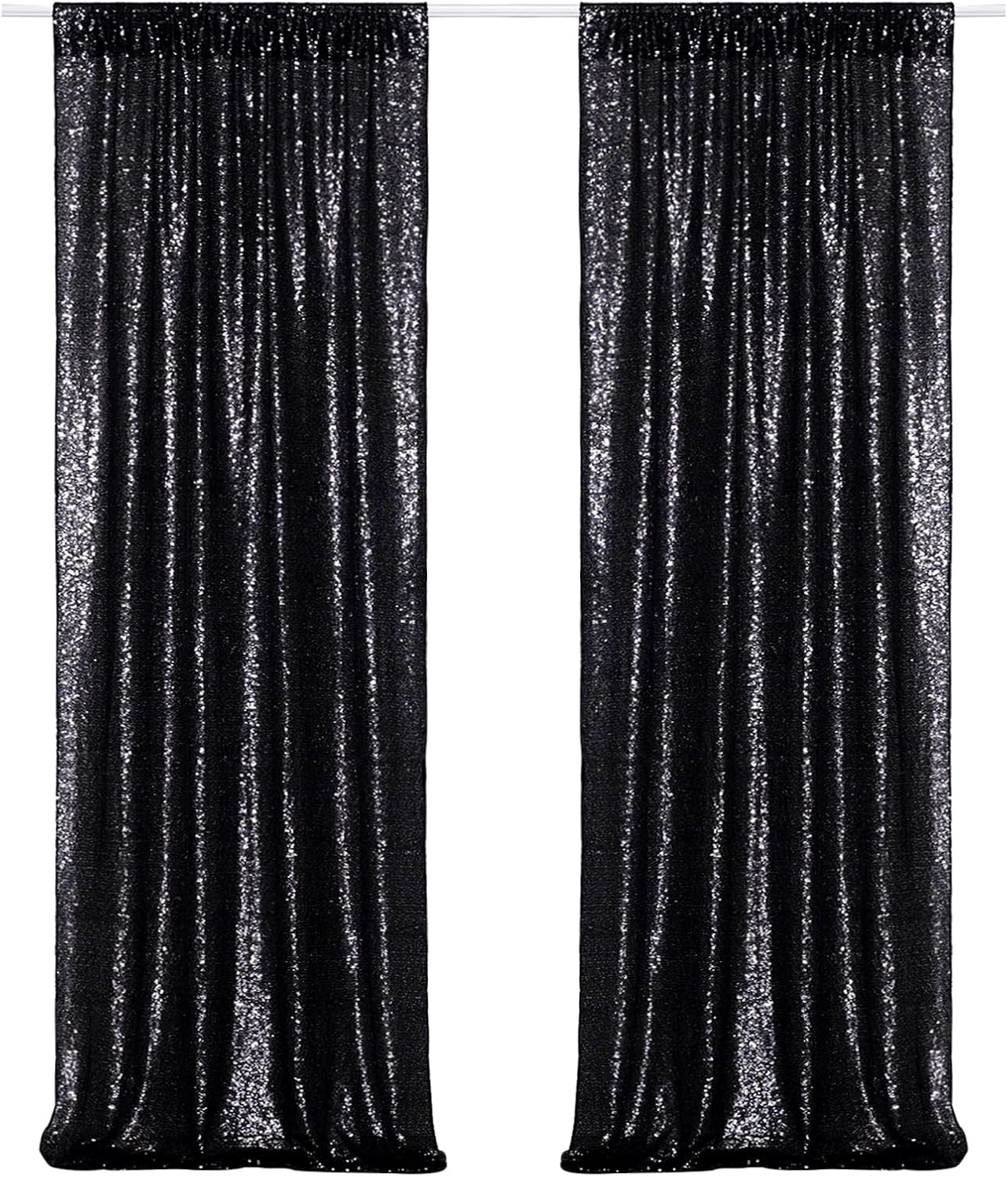 Poise3EHome Black Sequin Backdrop Curtains, 2 Panels Black Sequin Backdrop, 2FTx...