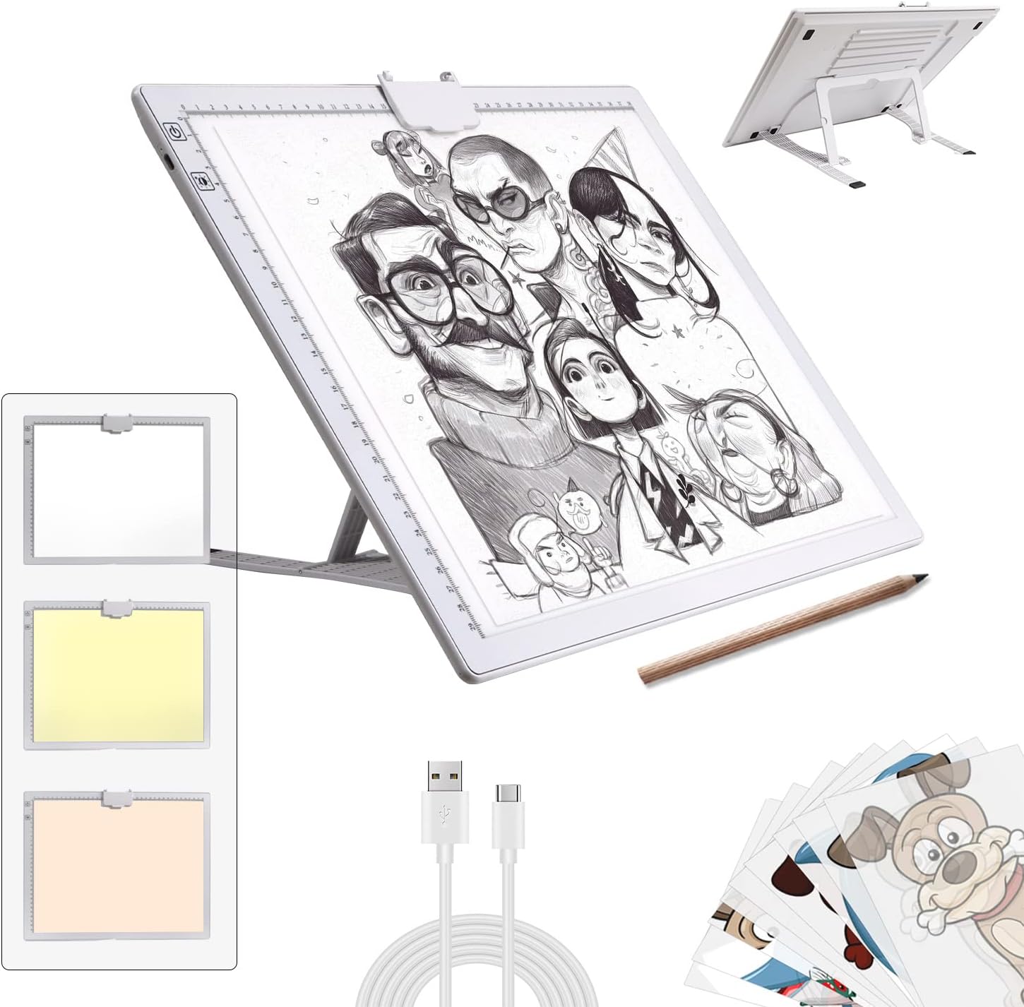 A3 Rechargeable Light Pad, Battery Powered Light Board with Stand Top Magnetic C...