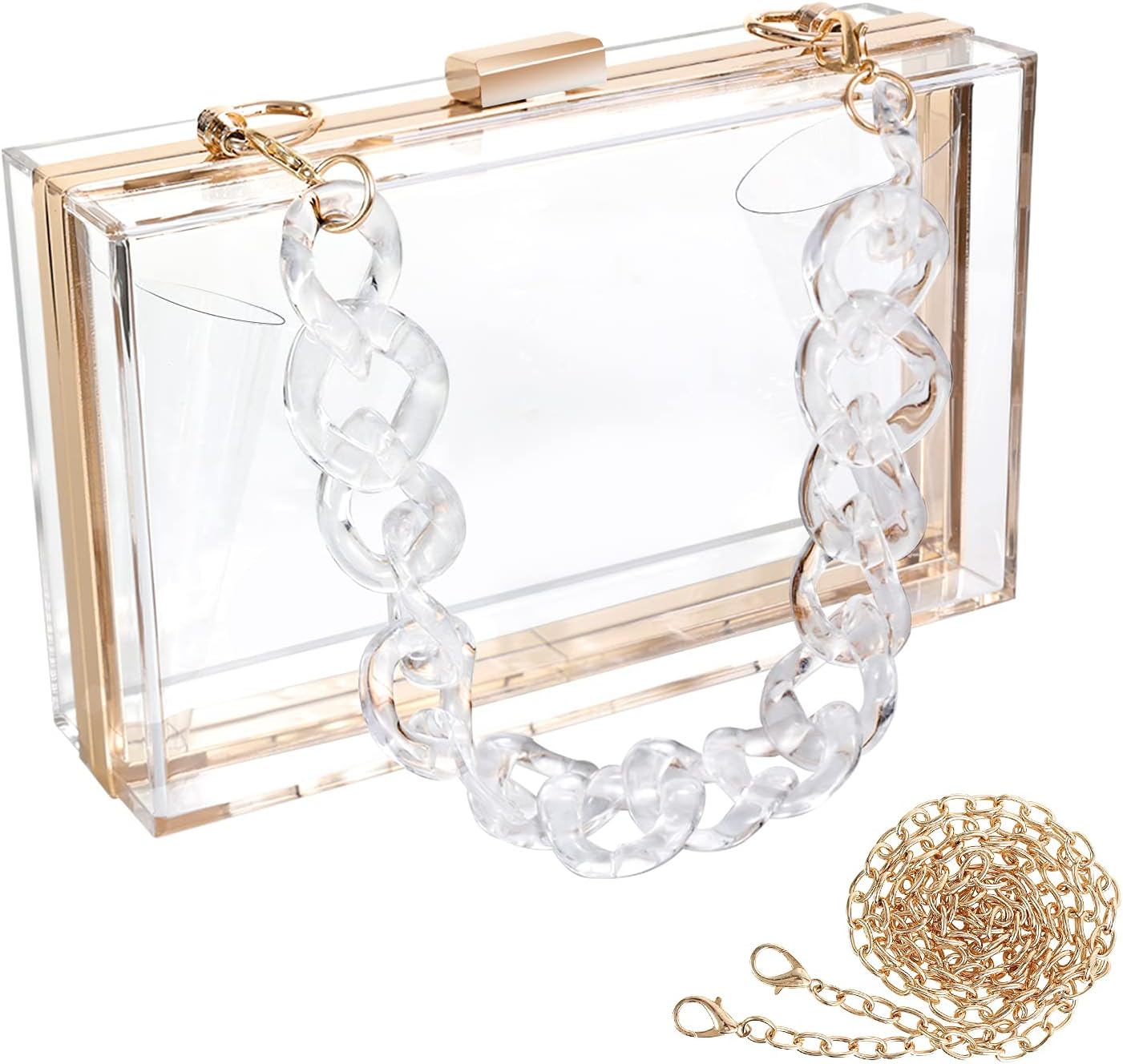 WJCD Clear Purse, Special Acrylic Clear Clutch Bag...