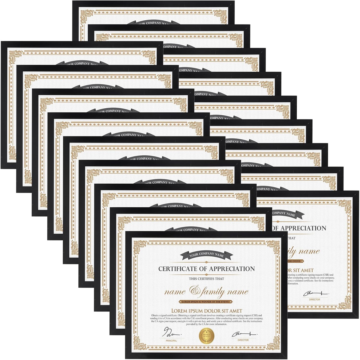 Hoikwo 18 Packs 8.5x11 Black Multi Picture Frames Set, Certificate Frames for Do...