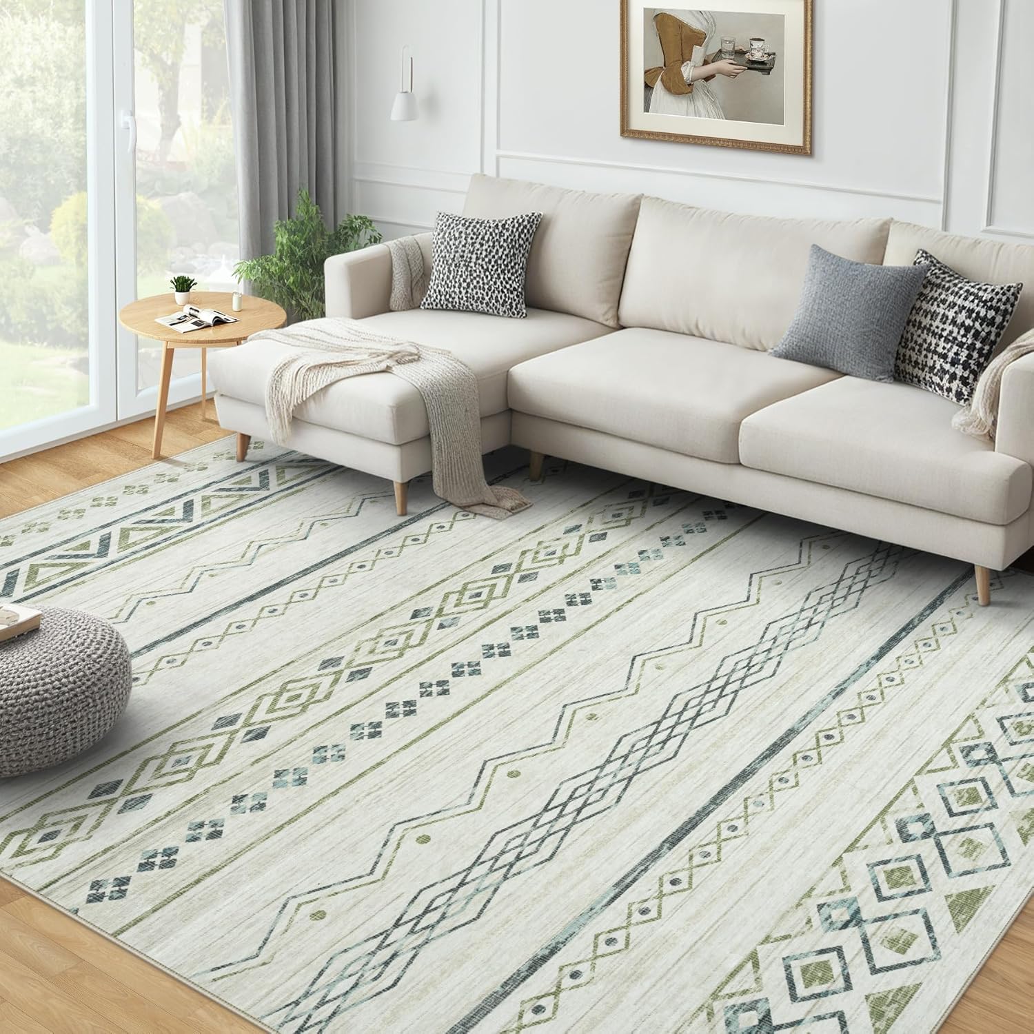 Area Rugs 8x10 Washable Rug: Large Living Room Rug with Non-Slip Backing Non She...