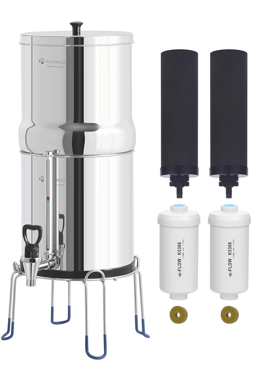 Gravity-Fed Water Filter System, Special 3.25G Stainless-Steel Countertop Water...