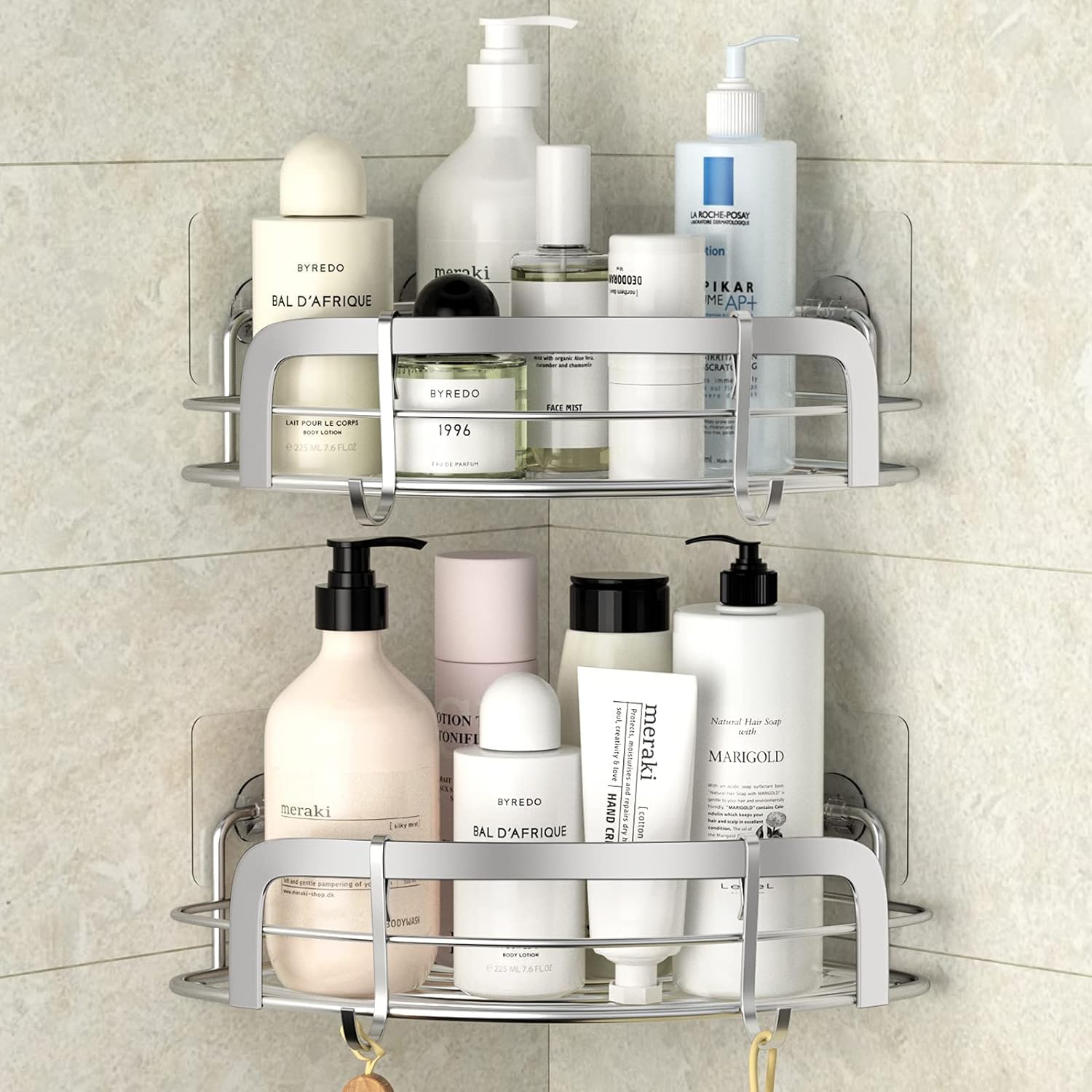 STEUGO Shower Caddy Corner, Bathroom Corner Shower Shelfs, Adhesive Wall Mounted...