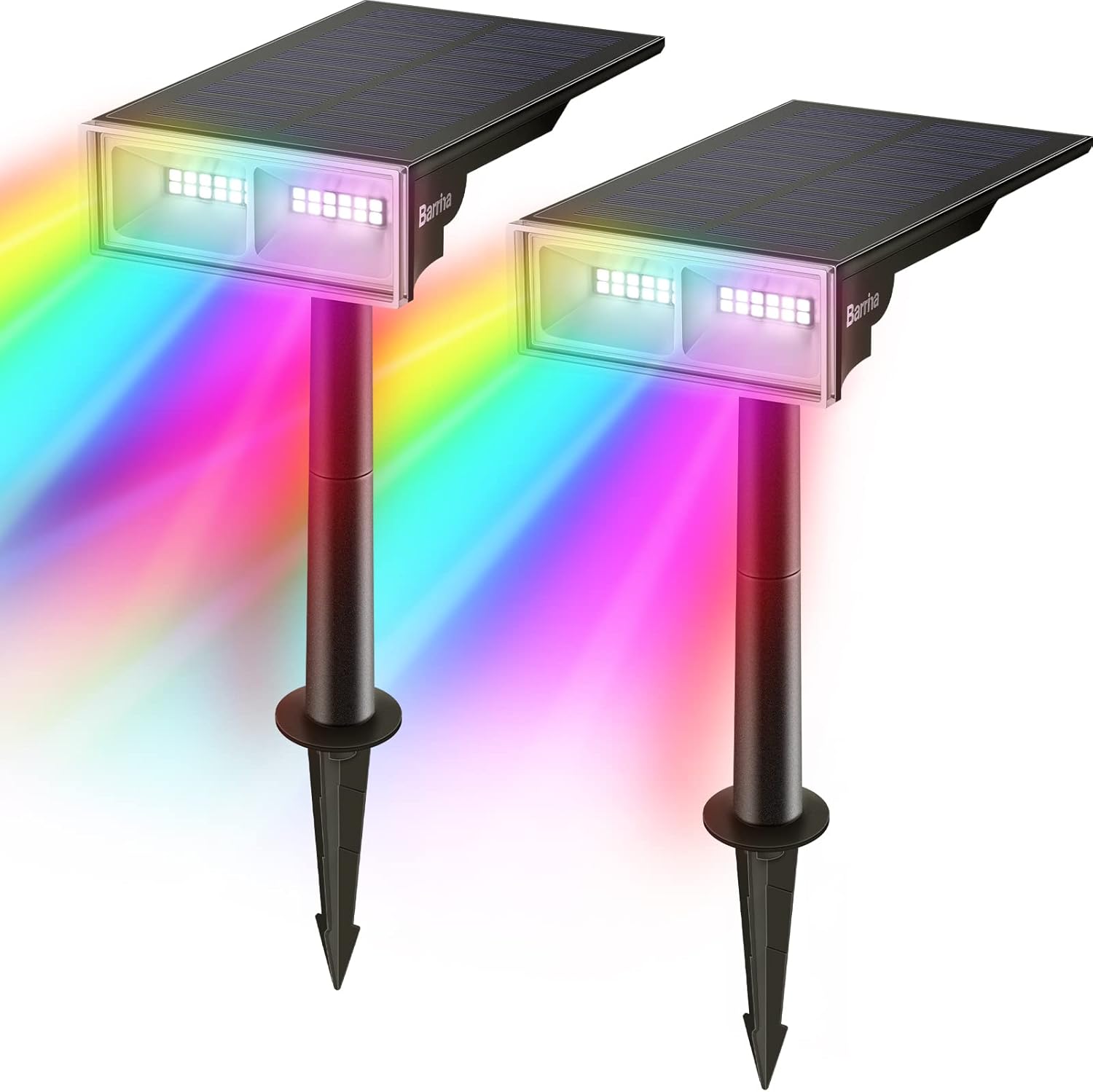 Barrina Outdoor Solar Spot Lights, 24 LEDs RGB Color Changing Solar Powered Gard...