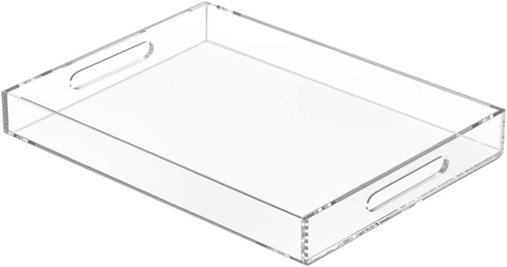 NIUBEE Clear Serving Tray 12x16 Inches -Spill Proof- Acrylic Decorative Tray Org...