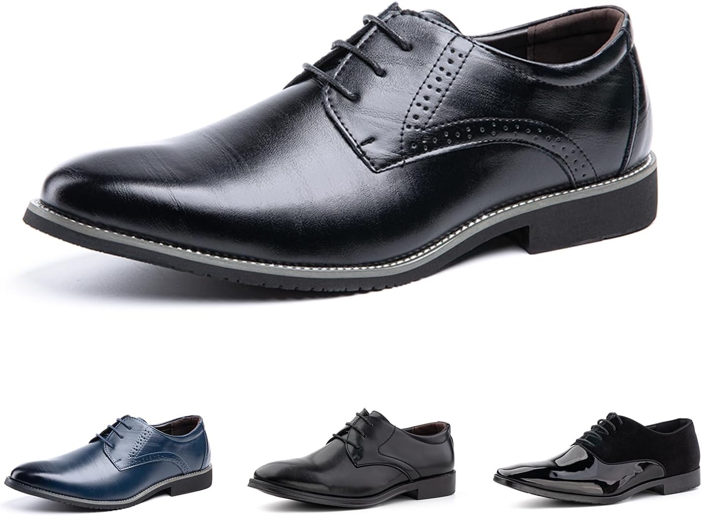 Hitmars Derby Shoes for Men Oxford Shoes Patent Leather Business Formal Dress Sh...