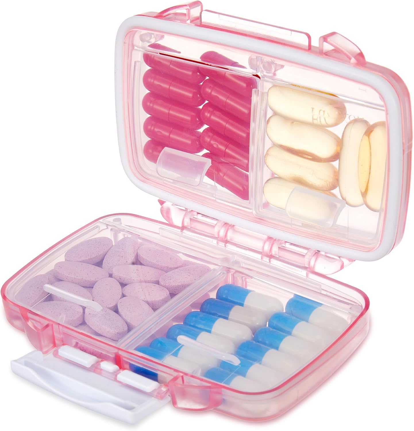 Fullicon Travel Pill Box, 4 Compartments Small Pill Box, Portable Pill Organiser...