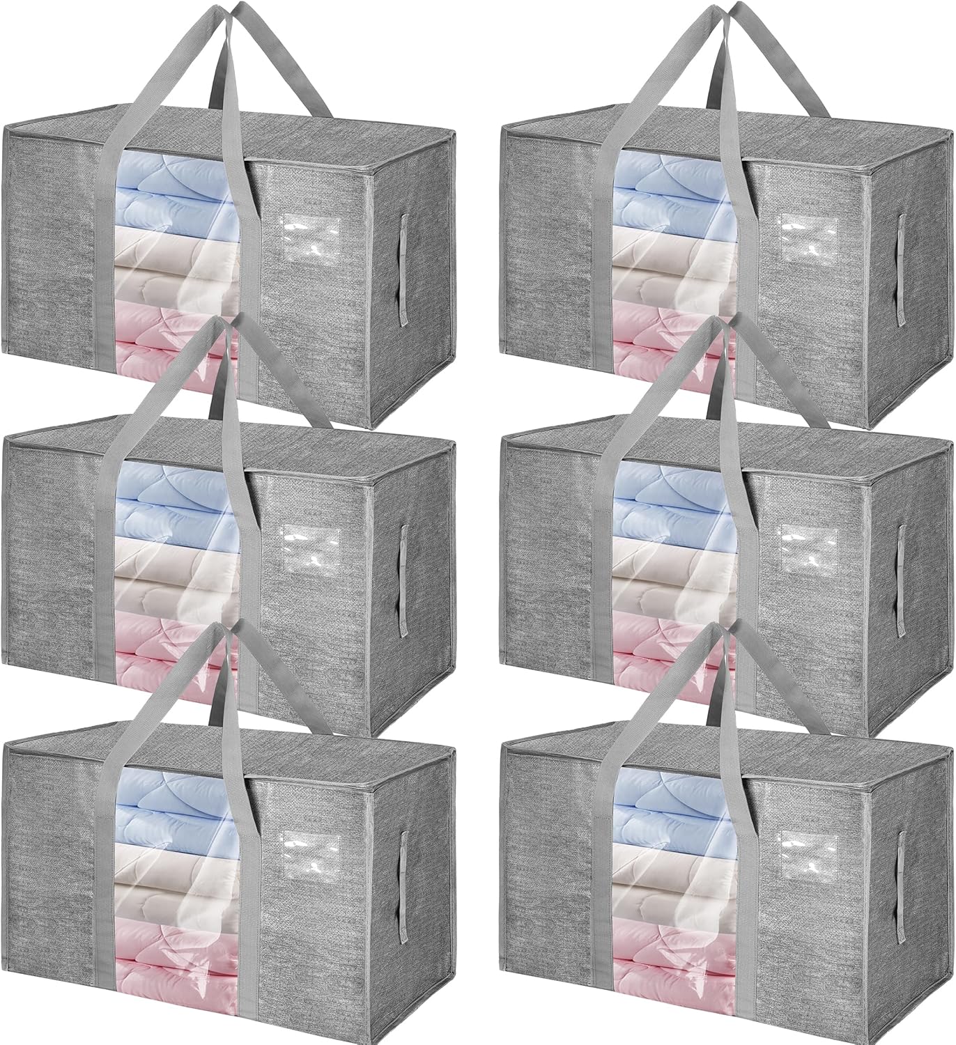 6 Pack Moving Bags Heavy Duty Storage Bags With Zippers And Strong Handles Packi...