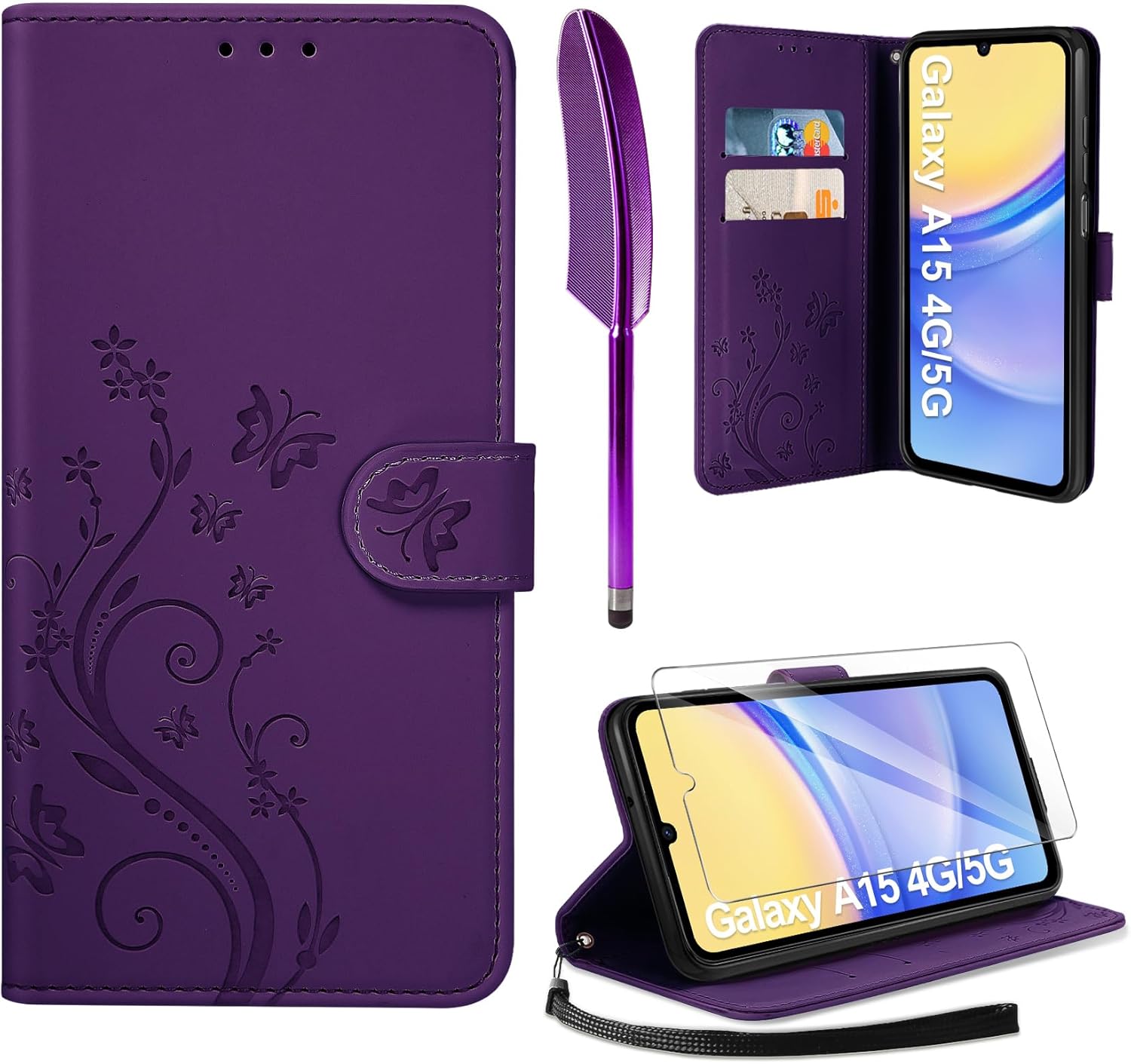 AROYI Case Compatible with Samsung Galaxy A15 5G/4G Case,Wallet Case PU Leather...