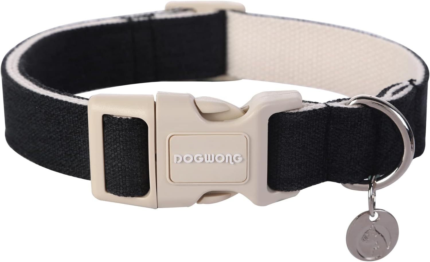 DOGWONG Cotton Hemp Dog Collar, Special Heavy-Duty Adjustable Soft Natural Fabri...