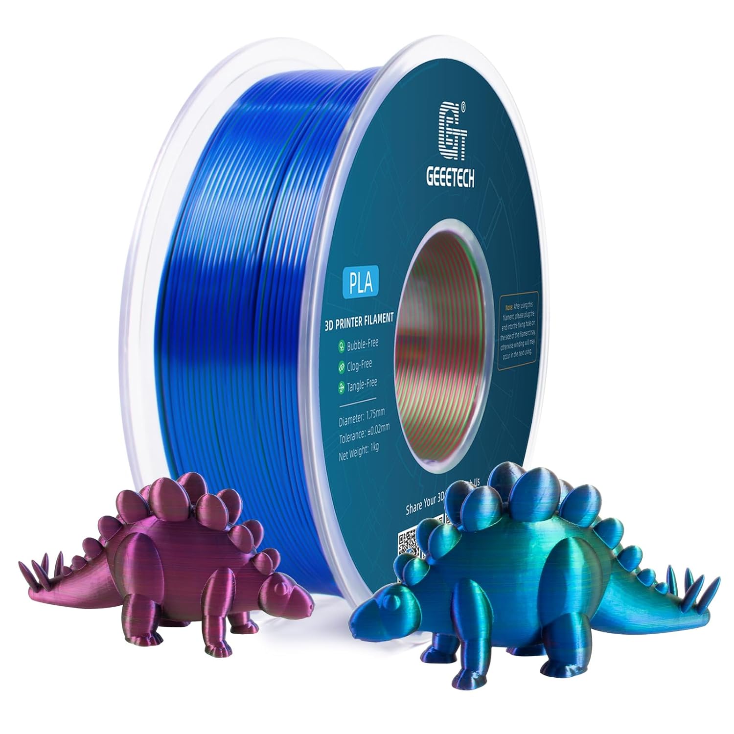 GEEETECH Tricolor Silk PLA Filament 1.75 mm, 3D Printer Filament 1 kg/Spool, Sil...
