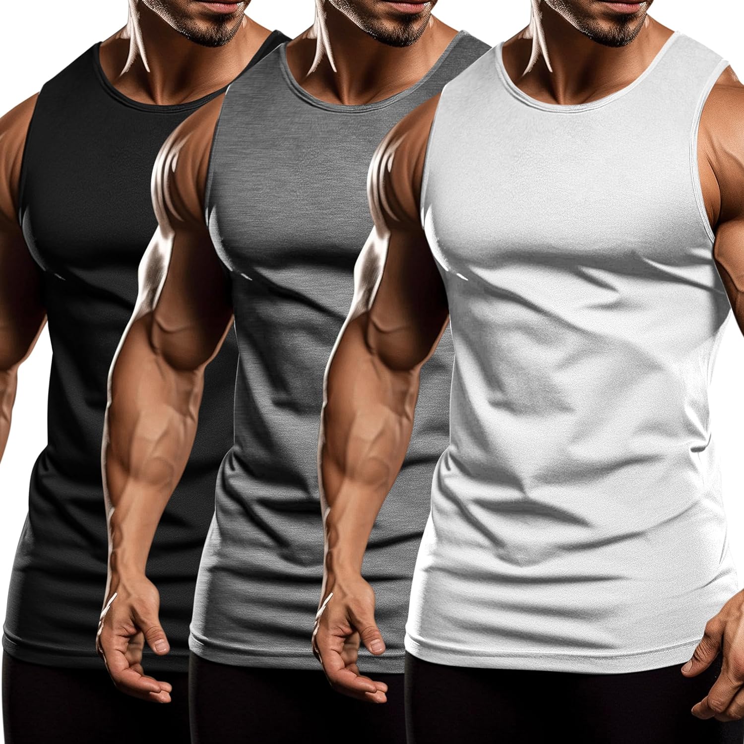 COOFANDY Men's Workout Tank Tops, Durable 3 Pack Sleeveless Gym Shirts, Special...