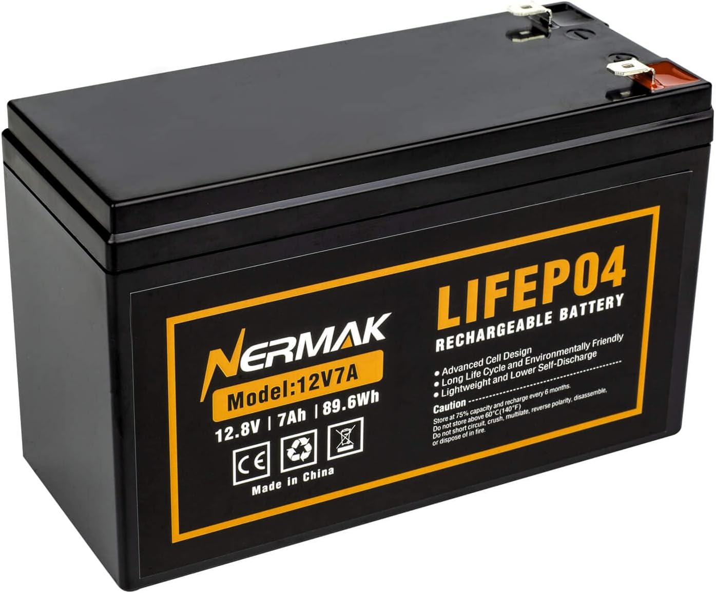 12V 7Ah (7.2Ah) Lithium LiFePO4 Deep Cycle Battery...