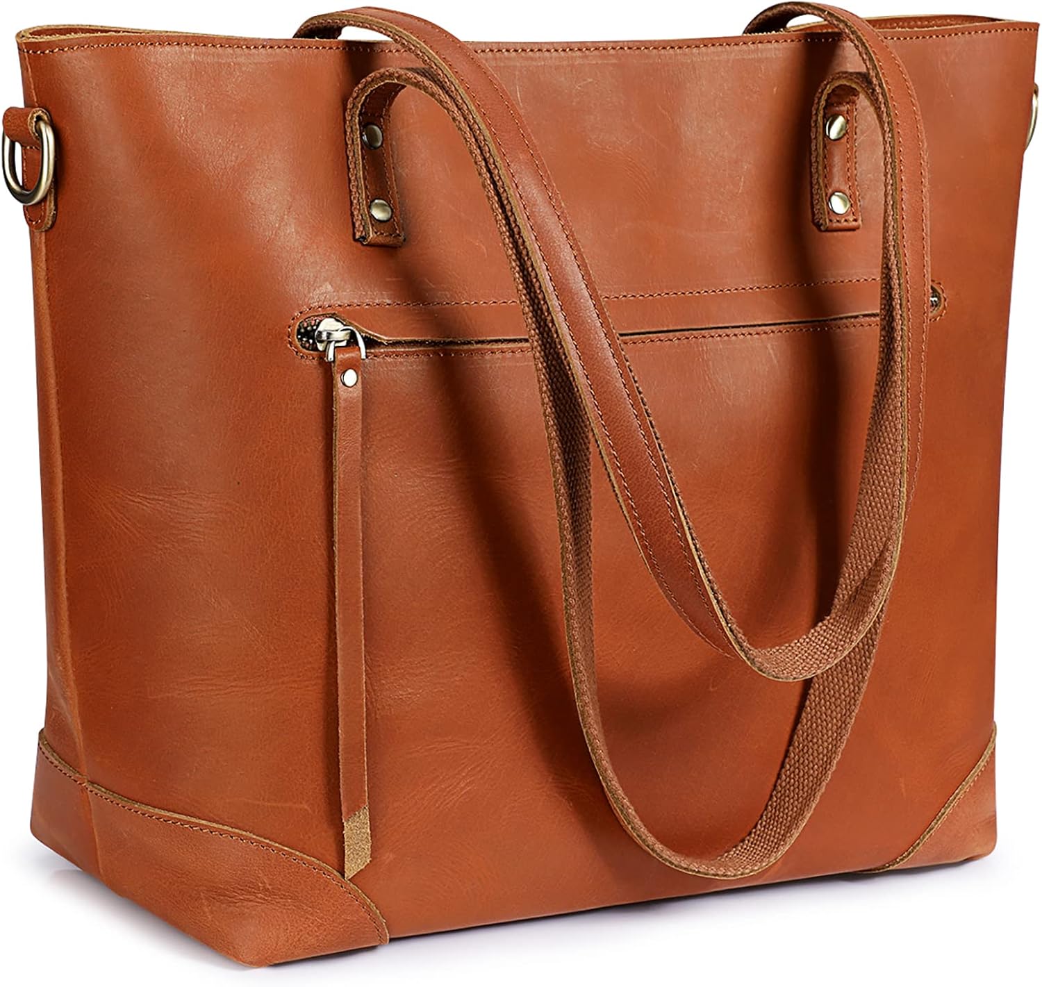 S-ZONE Vintage Genuine Leather Shoulder Bag, Special Work Totes for Women, High-...