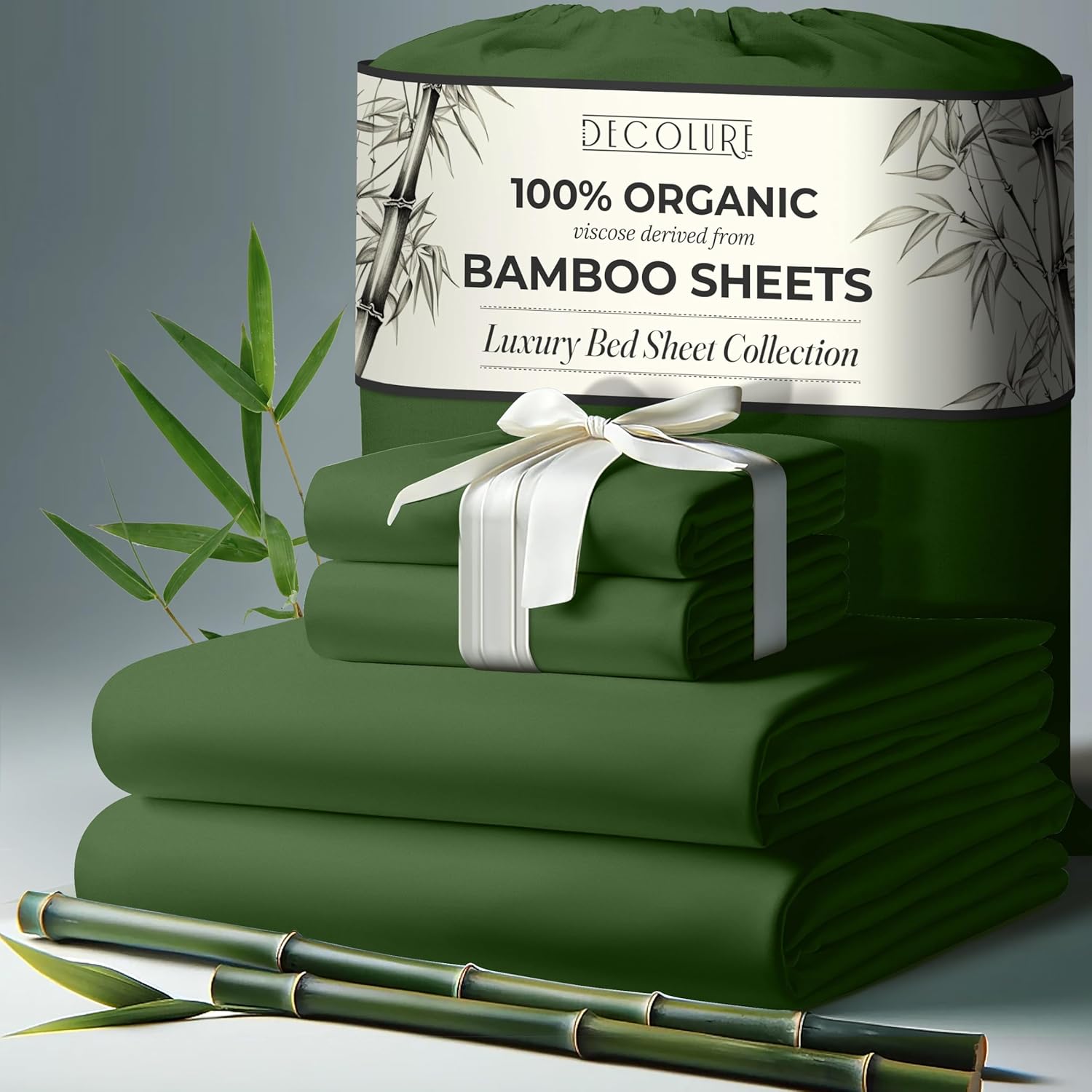 DECOLURE 100% Organic Viscose Derived from Bamboo Sheets King Size 4pcs - Ultra...