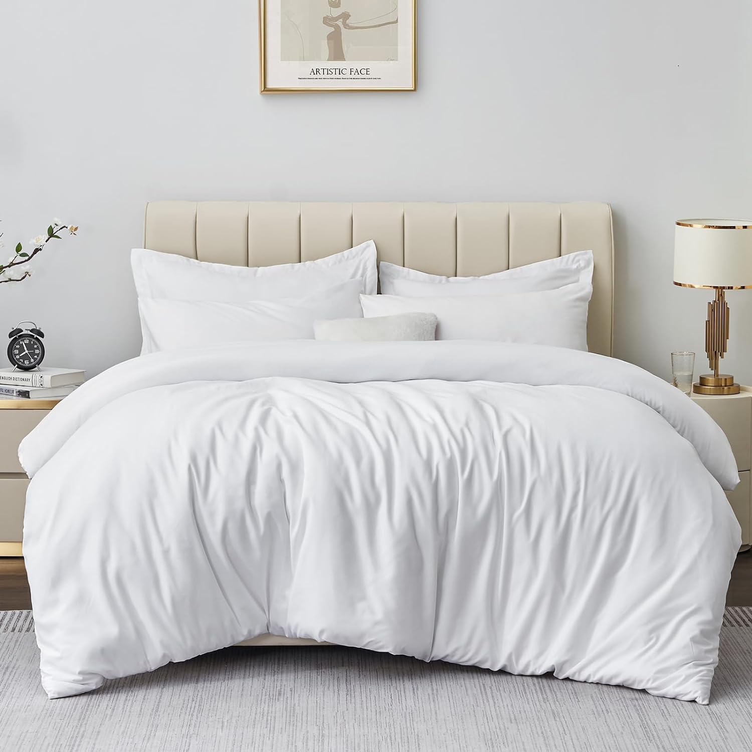 Aisbo Double Duvet Covers Set White - 3Pcs Bedding...
