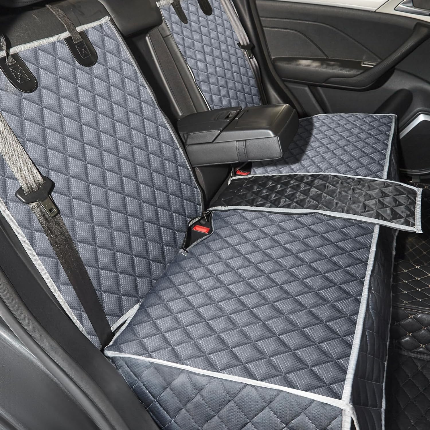 ANOSOSPECIAL Grey Dog Car Seat Cover for Back Seat X-Large,Non-Stick Fur,Pet-Fri...