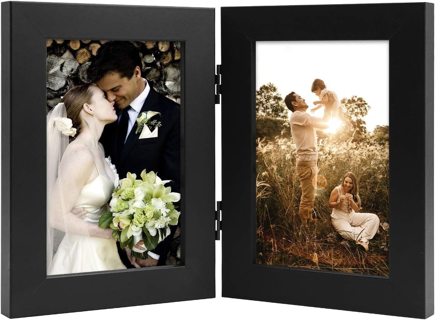 Golden State Art Family Photo Frame, Special Double Picture Frame Vertical Hinge...