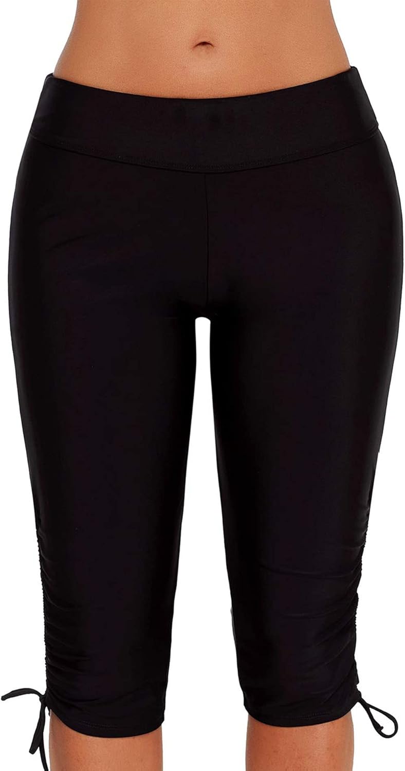 Urchics Womens Plus Size Rash Guard Capris High Waist Swimwear Bottoms Long Swim...