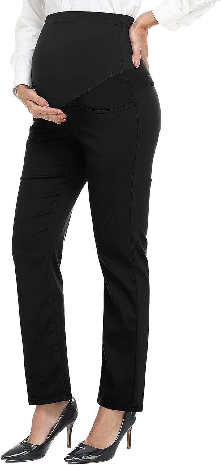 PACBREEZE Women's Maternity Pants for Work Over-Bump Pregnancy Casual Stretchy S...