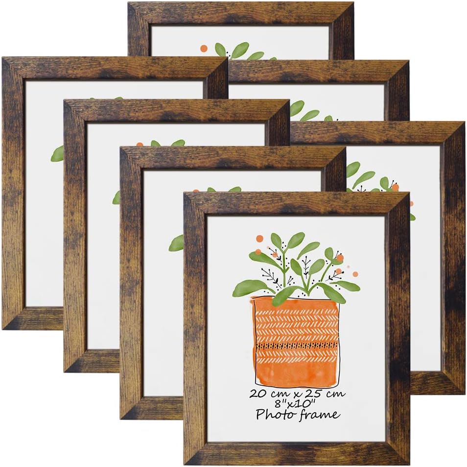 PETAFLOP 8x10 Picture Frames, Special Rustic Brown Frames for Wall & Tabletop Di...