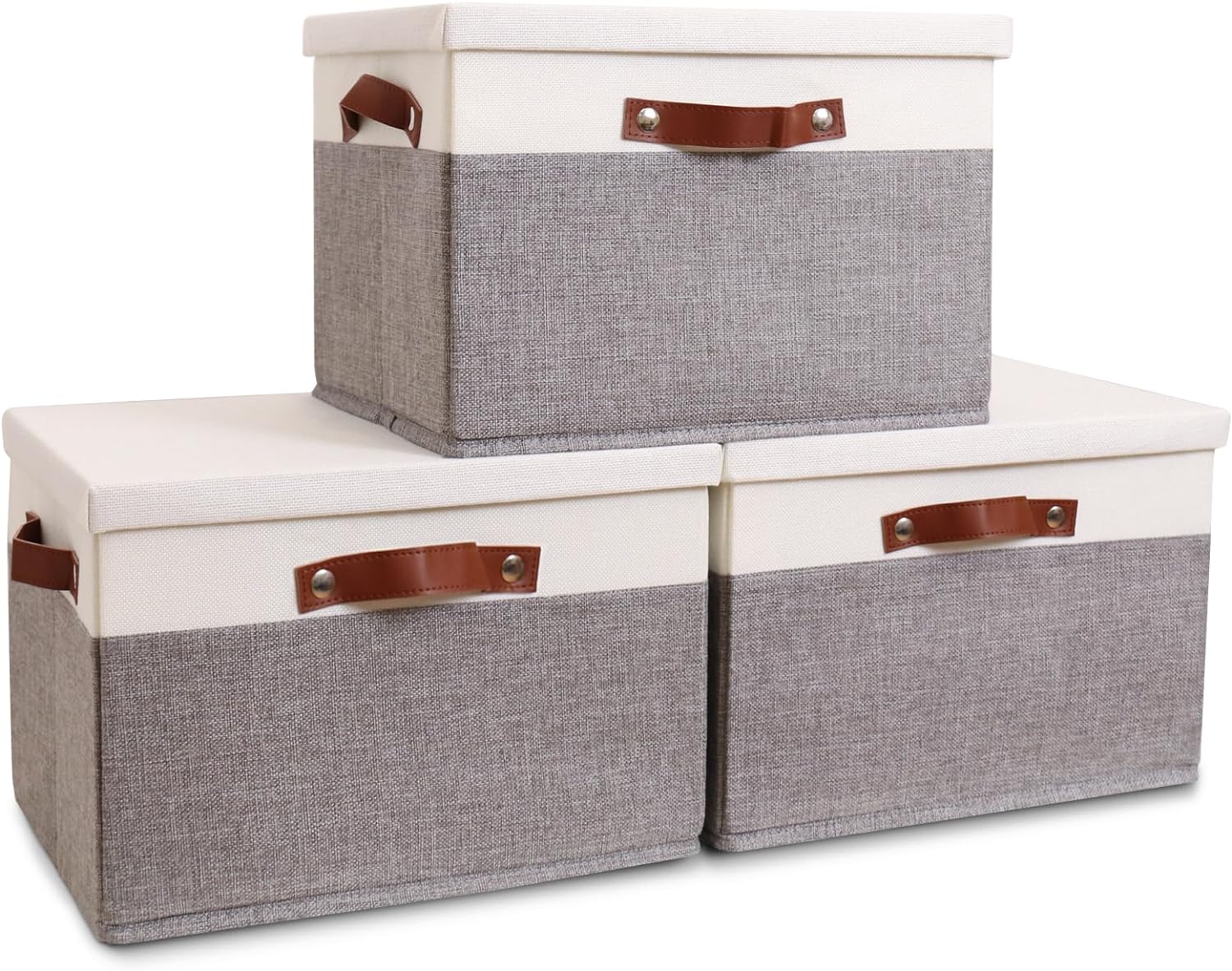 HOdo Home Fabric Storage Bin, Special Storage Basket With Lid and Bold Handles,...