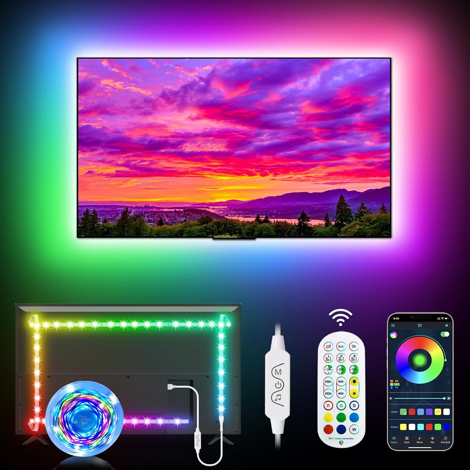 Daymeet LED TV Backlights, 3M TV Led Lights for 32-60 inch TV Behind Lighting Mu...