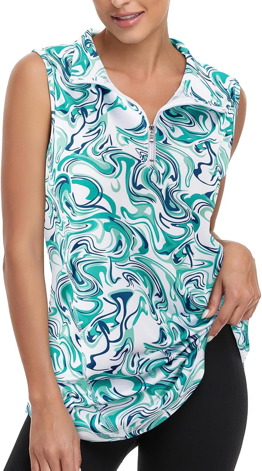 Special Viracy Women's Tank Top, Unique Zip Up Golf Workout Top, Innovative Slee...