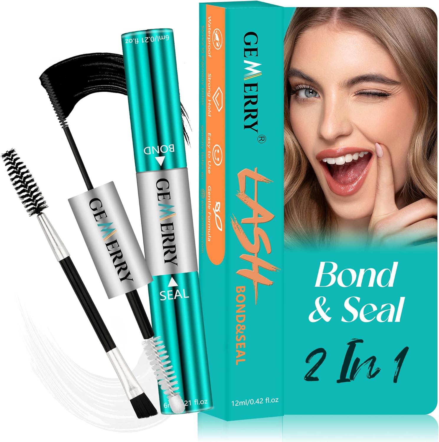 GEMERRY Lash Bond and Seal Waterproof Eyelash Glue for Cluster Lashes Individual...